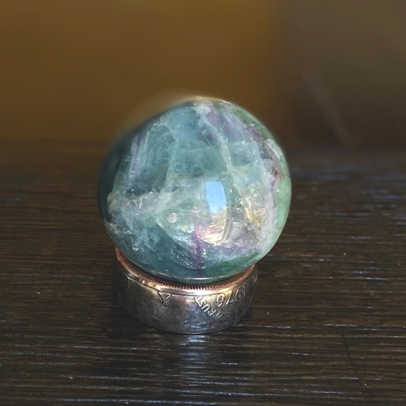 Rainbow Fluorite Sphere - One 32mm Crystal Ball - Picture 3 of 11